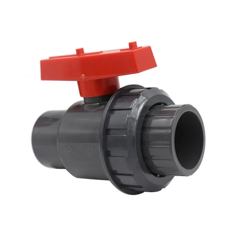 Cheap Bulk All Size Grey Body Red Handle Single Union UPVC Ball Valve for Irrigation